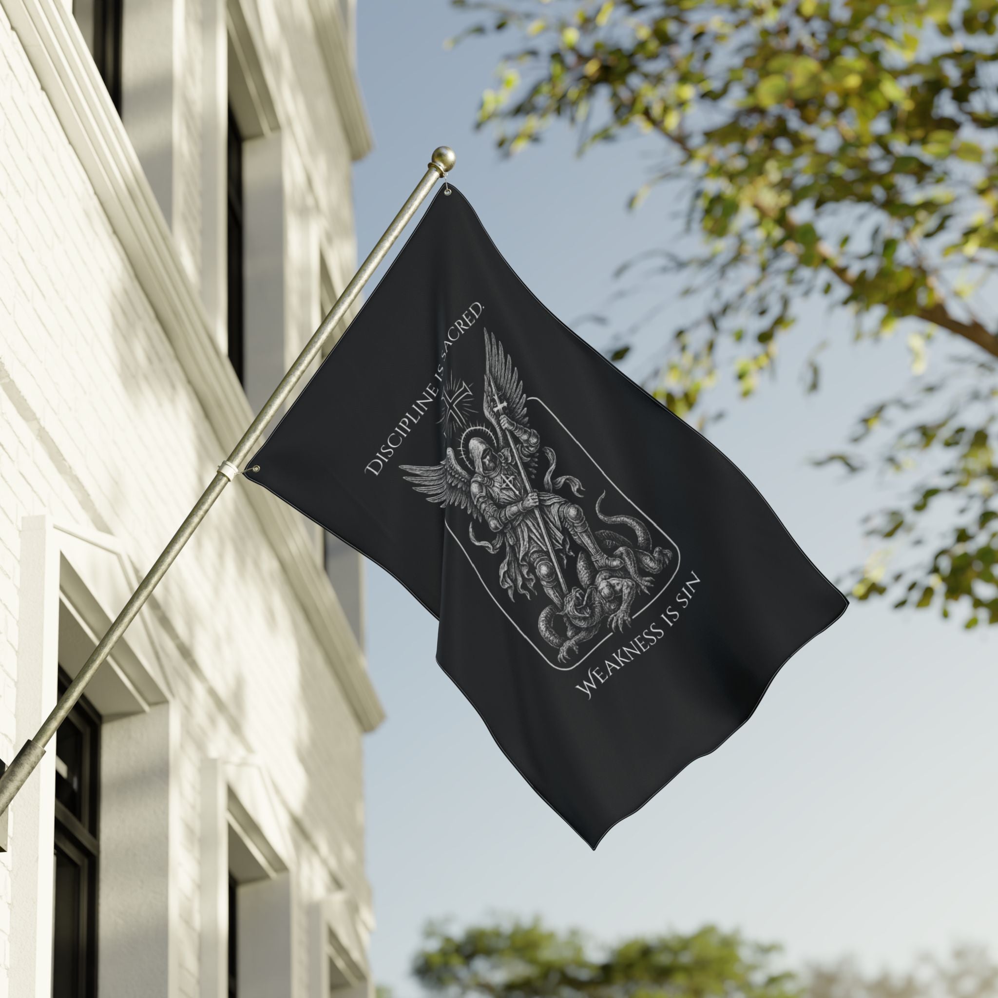 “Discipline Is Sacred / Weakness Is Sin” Wall Flag