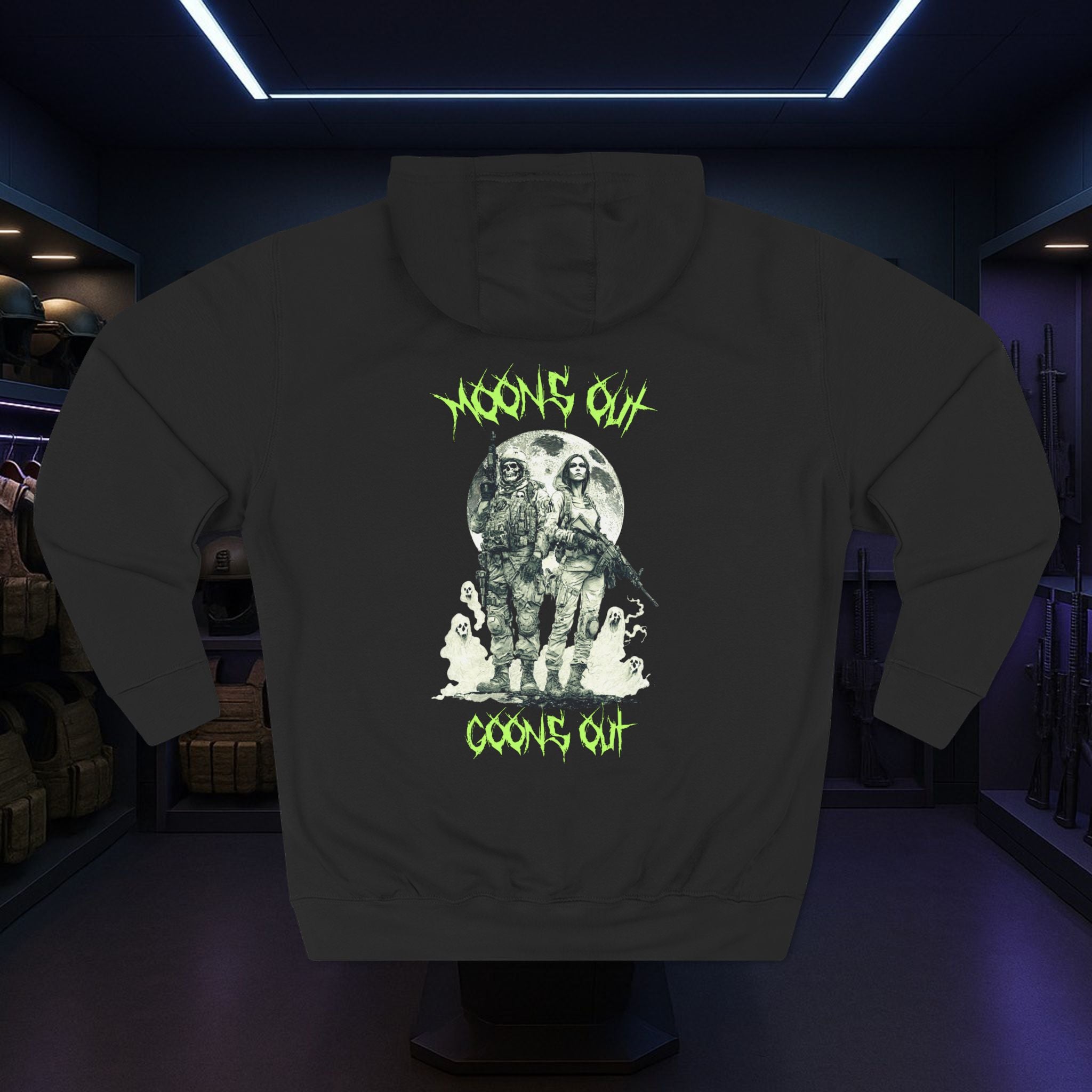 Jackal Arms Co. Moons Out, Goons Out Halloween Hoodie Range Drip