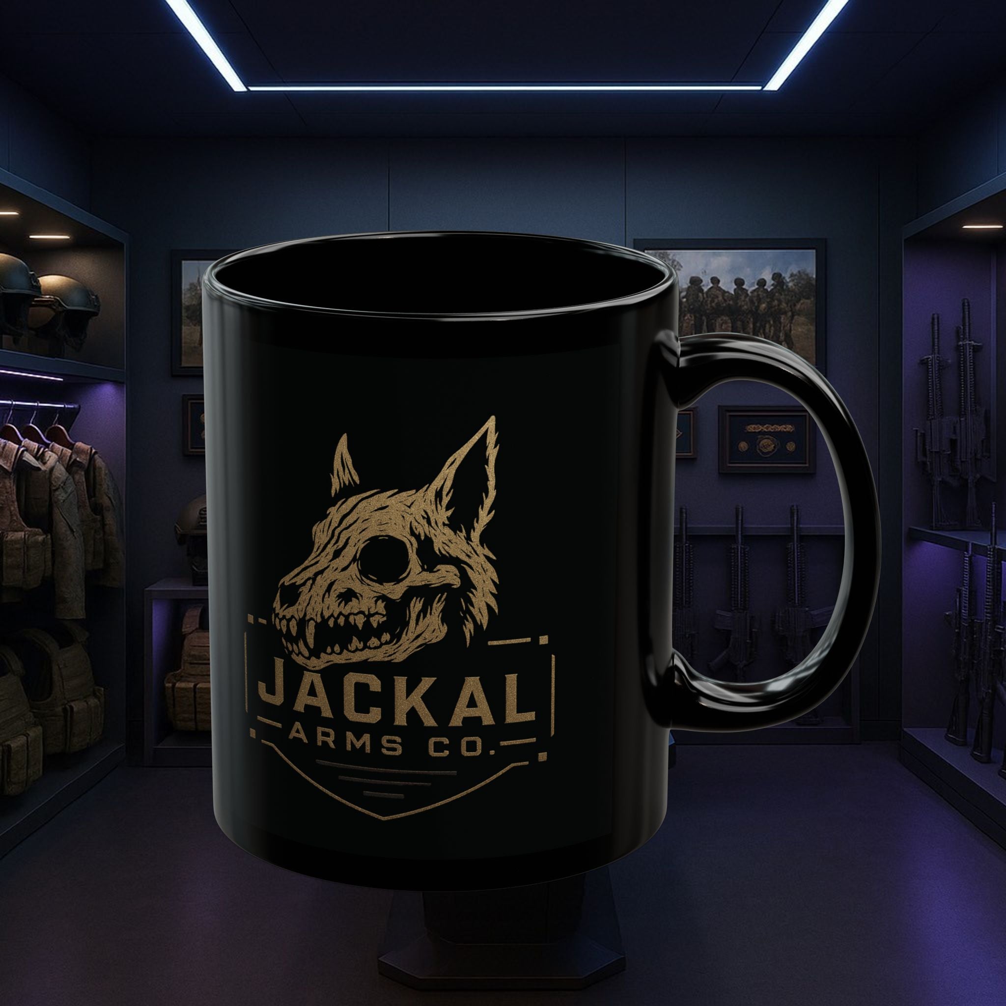 Jackal Arms Co Coffee Mug. Tactical Graphic Ceramic Cup for Home Office and Range