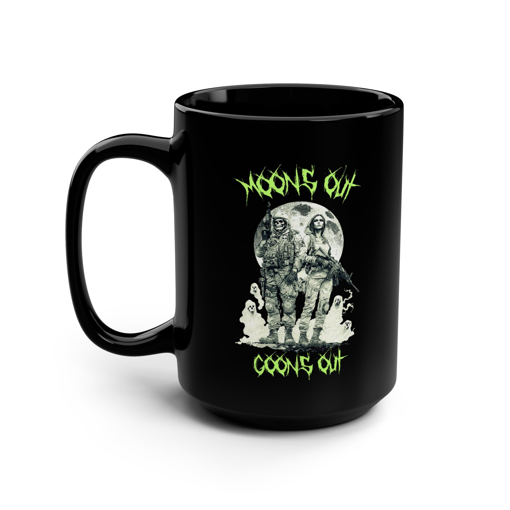 Jackal Arms Co Moons Out Goons Out Coffee Mug Tactical Halloween Graphic Cup