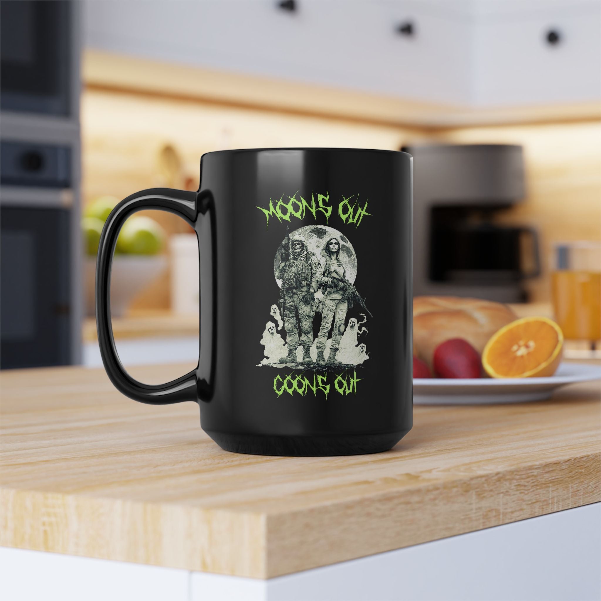 Jackal Arms Co Moons Out Goons Out Coffee Mug Tactical Halloween Graphic Cup